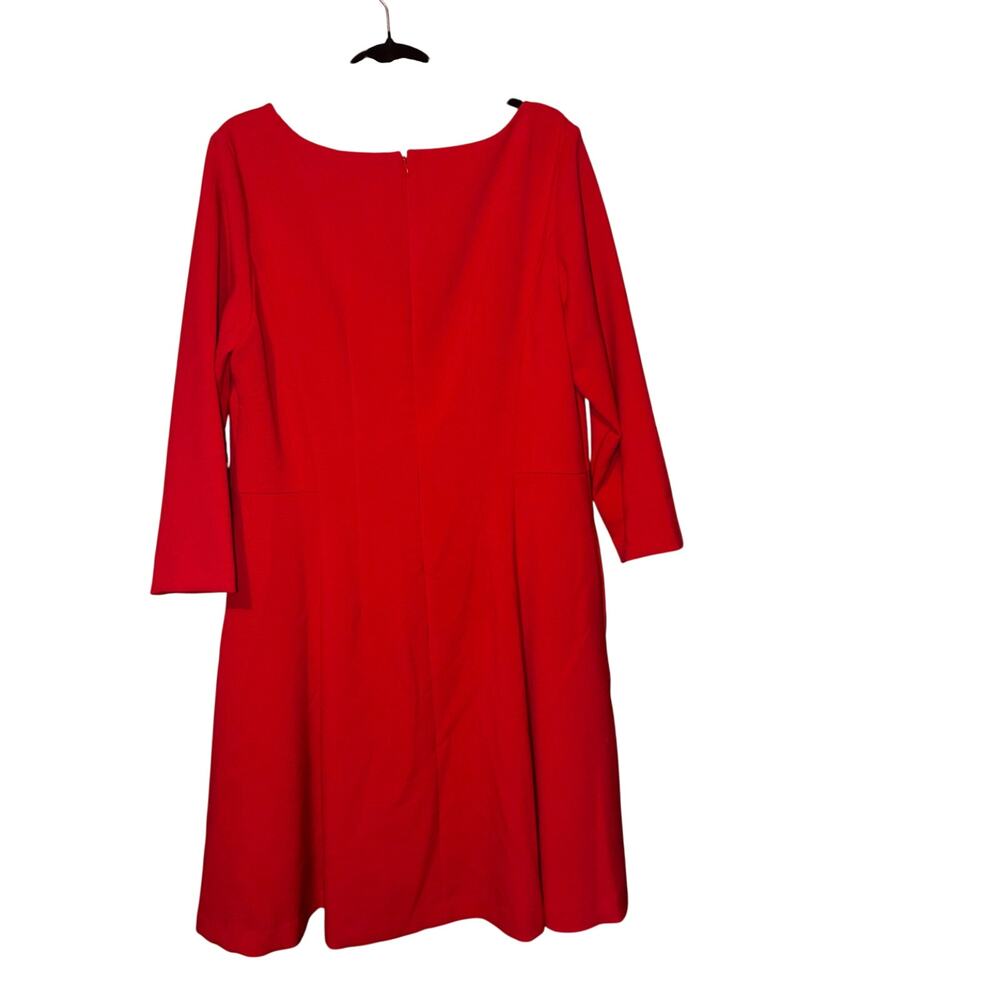 Ann Taylor Red V Neck Dress Side Pockets Women’s 16T Preppy Professional - Picture 8 of 9